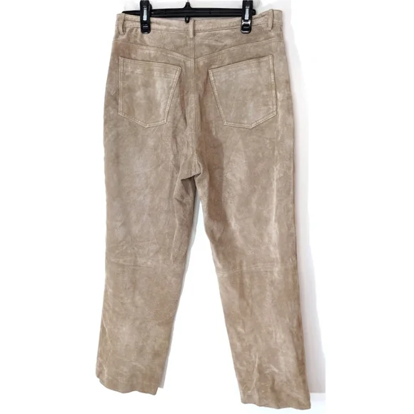BRANDON Thomas Suede Leather Tan High Waisted Pants 8 - Picture 2 of 7